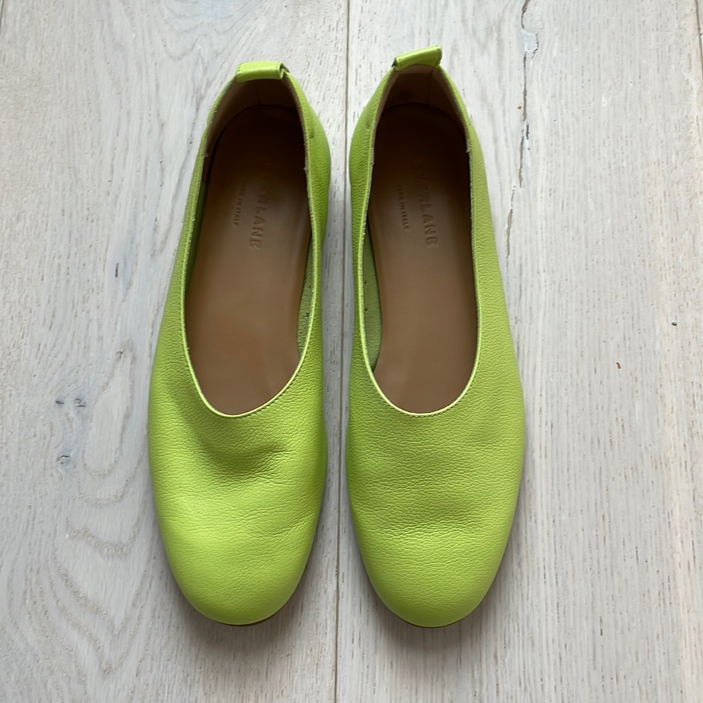 Everlane lime green leather flats